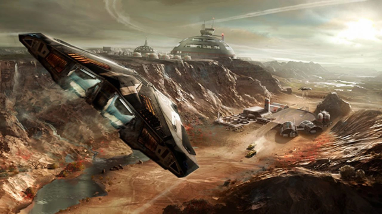 Concept-art pour l'atterrissage dans Elite : Dangerous.